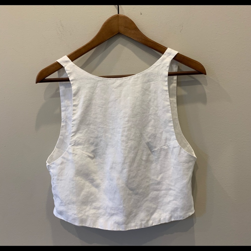 White linen crop top with tie at back size s